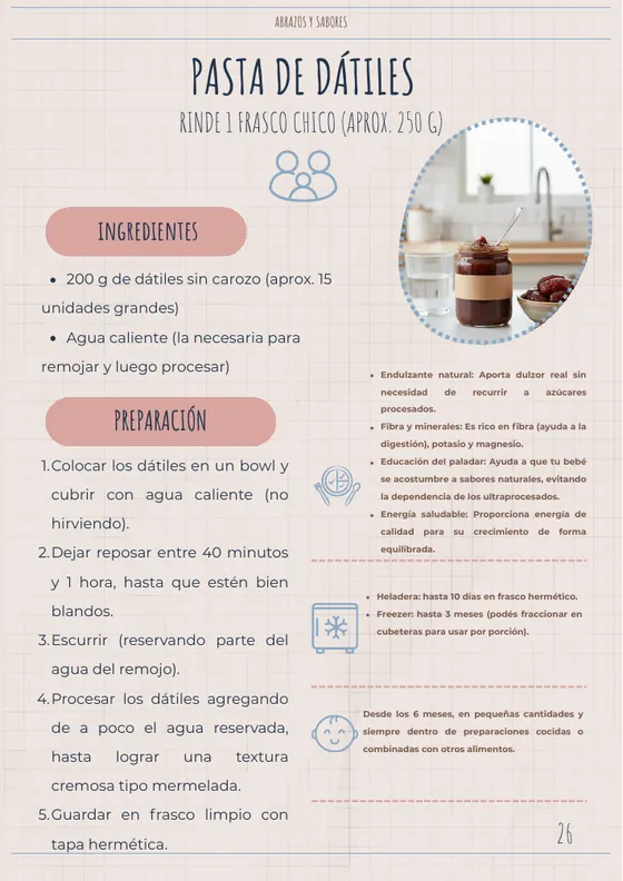 Página de muestra: pasta de dátiles