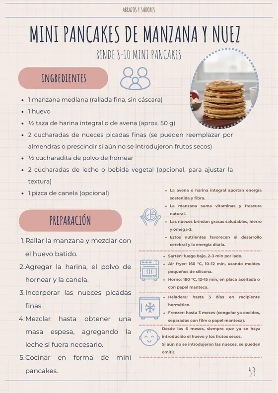 Página de muestra: mini pancakes de manzana y nuez